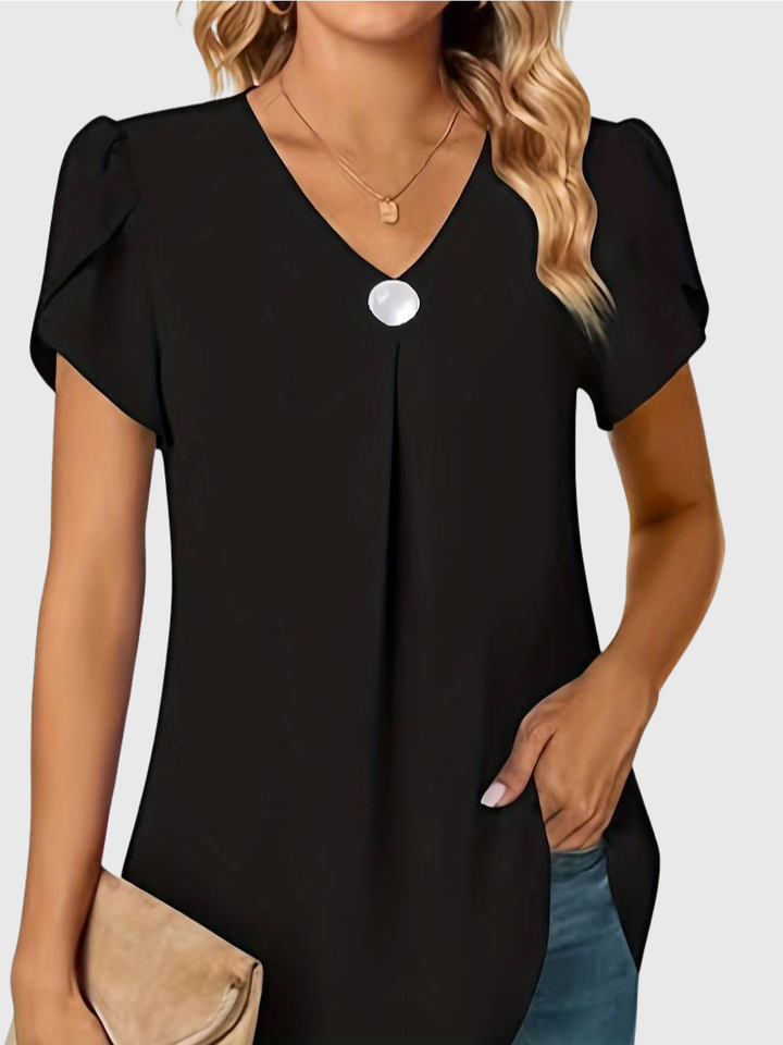 Basha | Rüschenshirt mit kurzen Ärmeln und einem Knopf