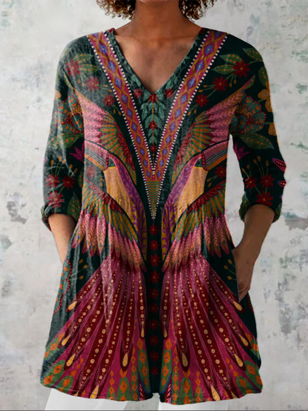 Adrianna | V-Ausschnitt Langarmshirt