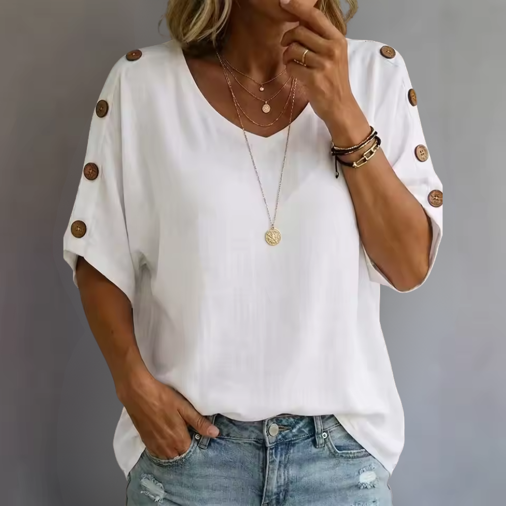 Bellie | Lockeres Wohlfühl-Shirt mit Knopfleiste