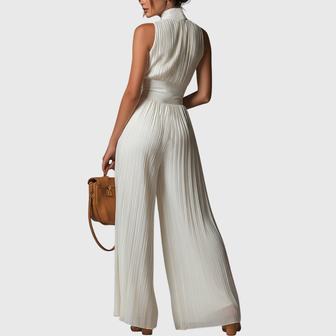 Sofia | Jumpsuit Weißer Faltenchiffon