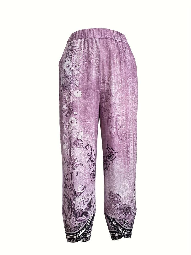 Natasha | Vintage Blumen Capri Hose mit elastischem Bund