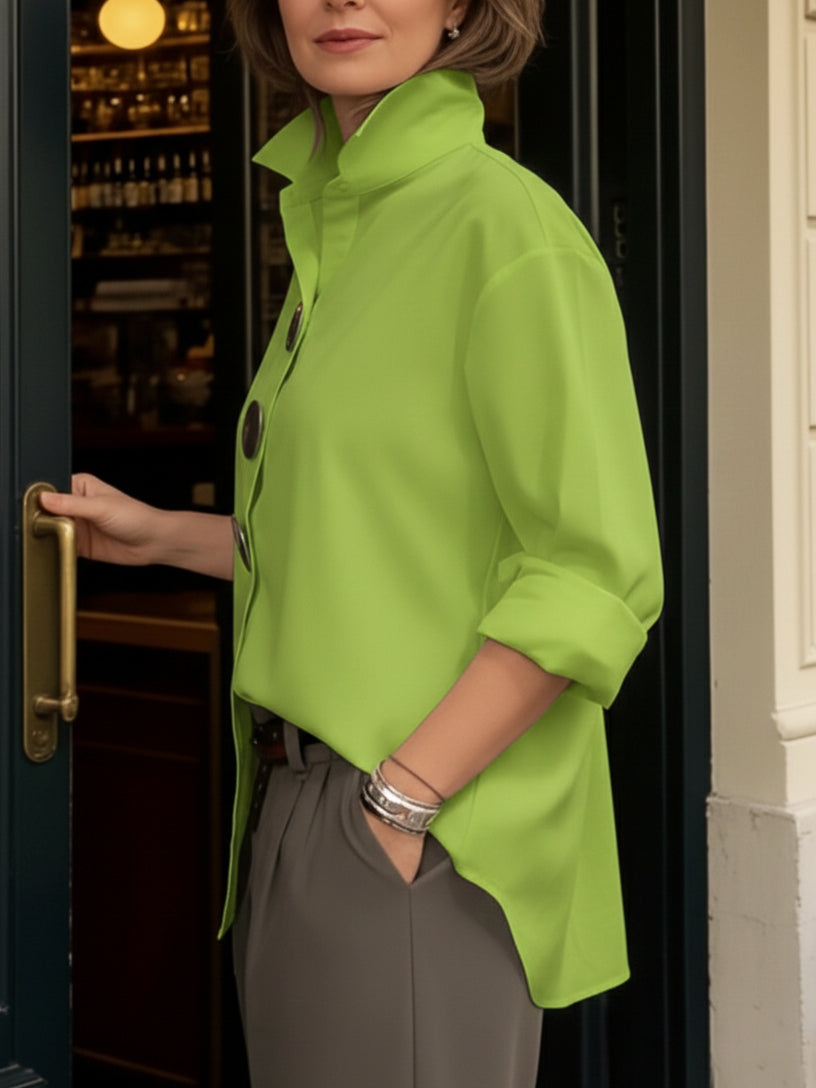 Rachel | Bluse mit Stehkragen und Statement-Buttons