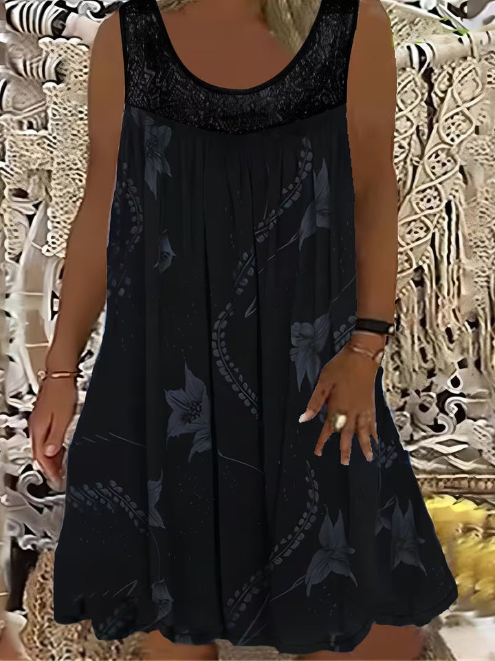Zyra | Lockeres ärmelloses Midikleid mit Rundhalsausschnitt