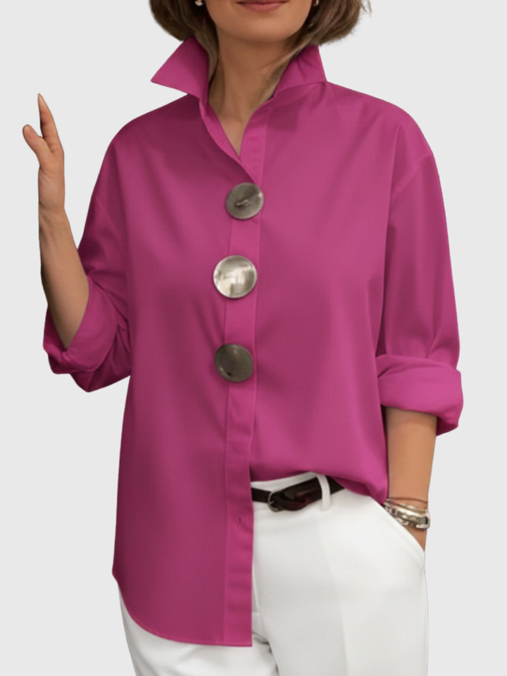 Rachel | Bluse mit Stehkragen und Statement-Buttons