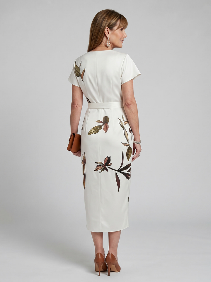 Cypress | Midi-Kleid mit fließenden Ärmeln und botanischem Druck