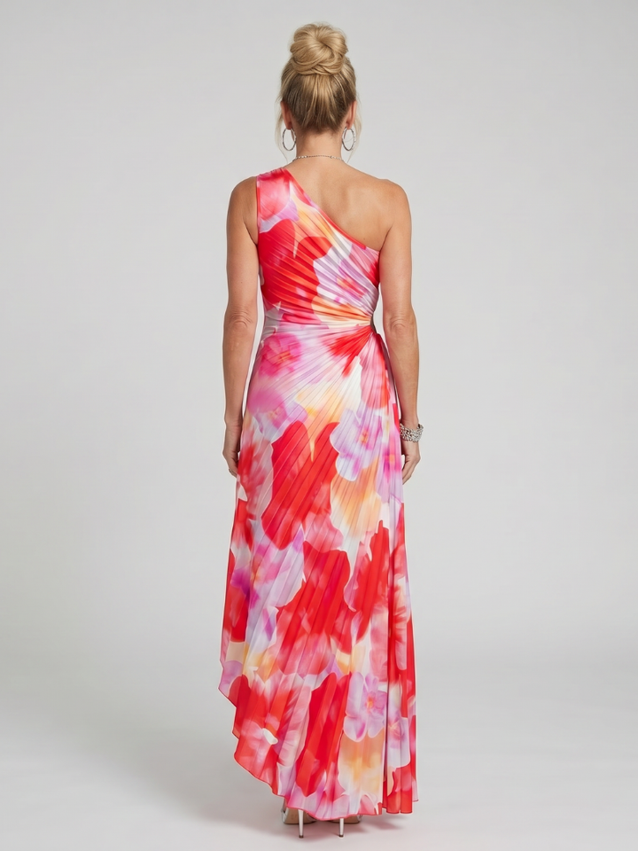 Taya | Midi-Kleid mit einem schulterfreien, gefalteten Oberteil