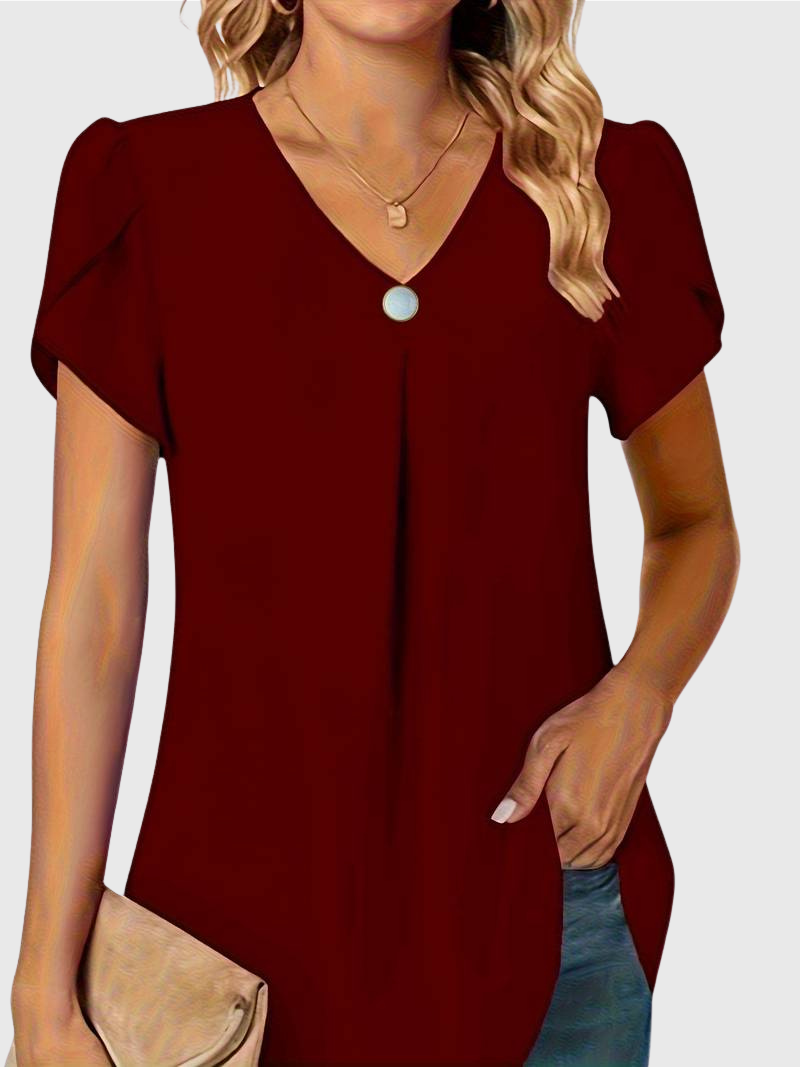 Basha | Rüschenshirt mit kurzen Ärmeln und einem Knopf