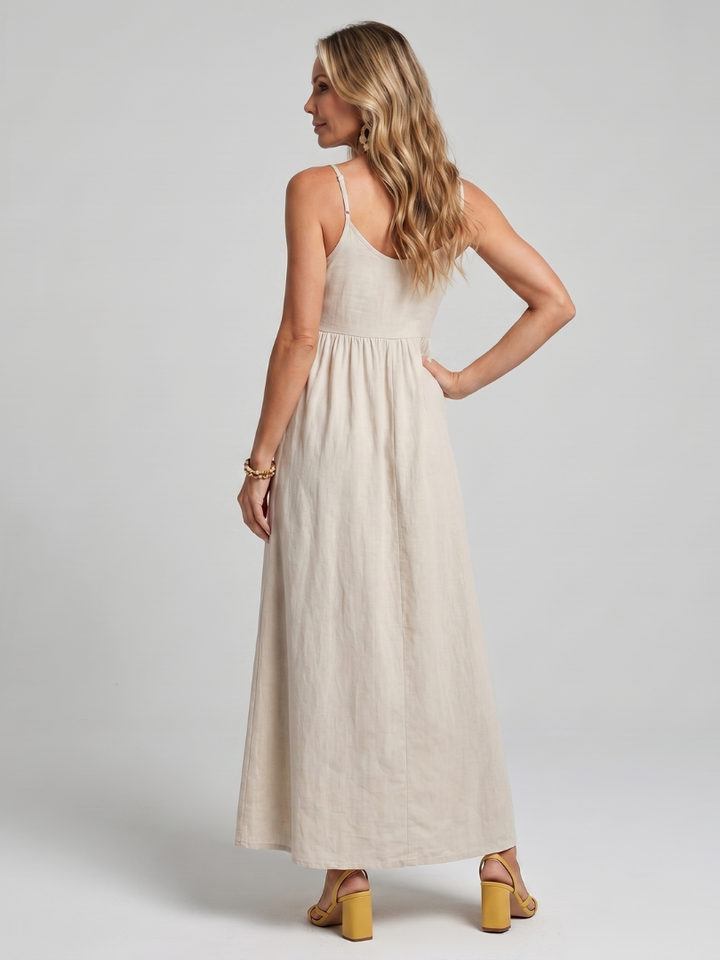 Sonnenwende | Spaghetti-Träger Fließendes Midi-Kleid