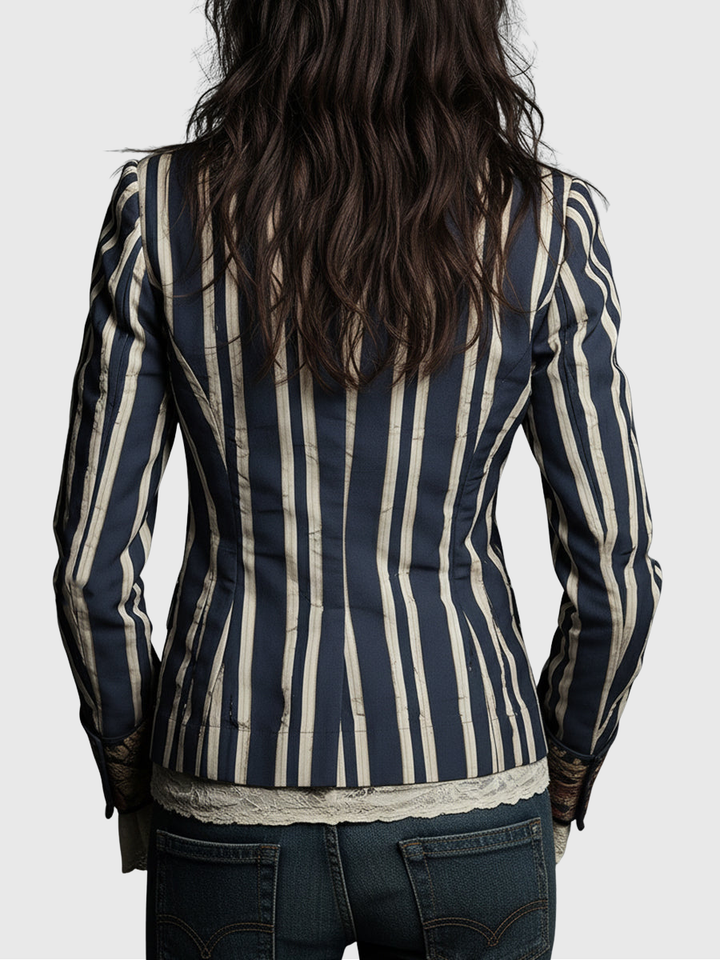 Cindy | Boho Blazer mit floralen Details und Streifen