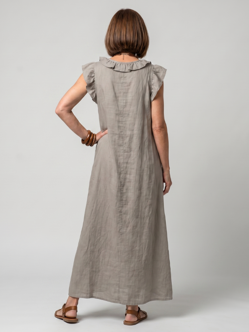 Fern | Ärmelloses Midikleid mit Rüschensaum