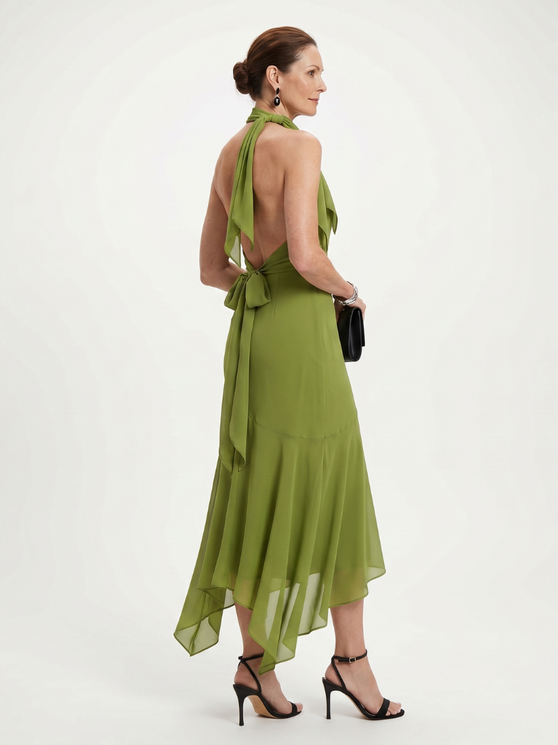 Winifred | Drapiertes Halter-Keyhole-Midikleid