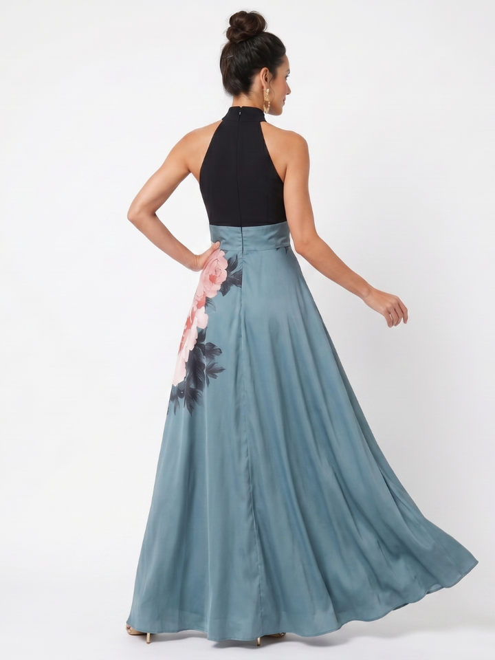 Olympas | Halter-Bodice Floral Rock Maxi Kleid