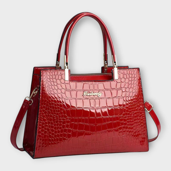 Eleanor | Glänzende Krokodilprägung Handtasche