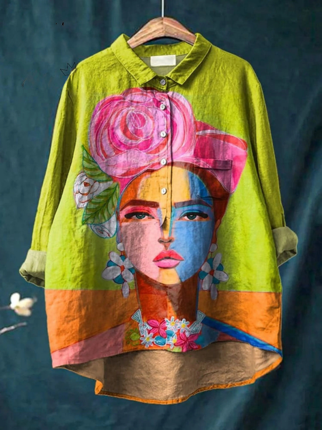 Eugen | Ölmalerei Freda Porträt Kunst Bedrucktes Damen Casual Shirt