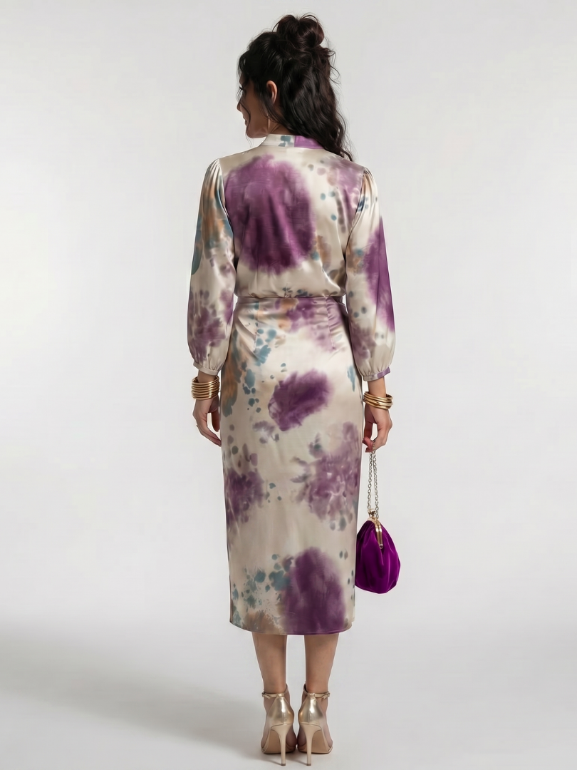 Valentina | Kreuzwickel-Taille Bedrucktes Midi-Kleid