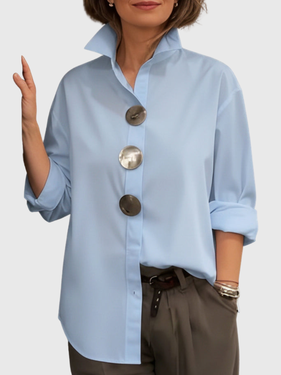 Rachel | Bluse mit Stehkragen und Statement-Buttons
