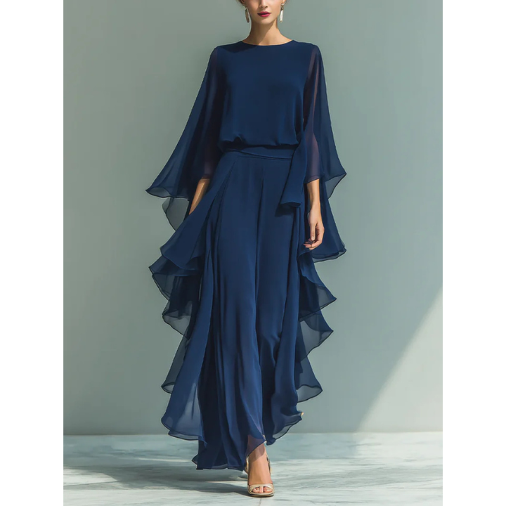 Linda | Elegantes Komplett-Outfit aus Chiffon mit Volants
