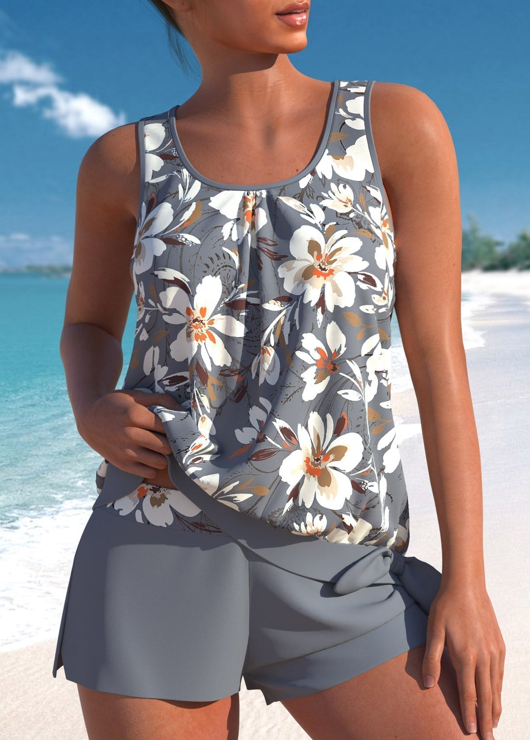 Helena | Stilvolles Blumendesign Tankini-Set für Frauen