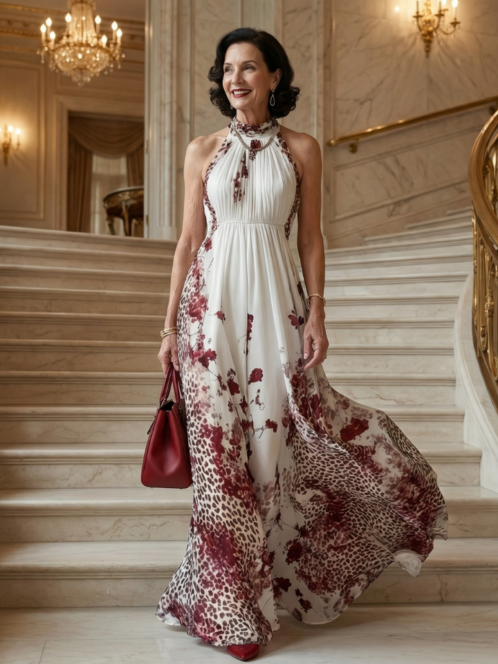 Orlune | Faltendes Weißes Maxikleid