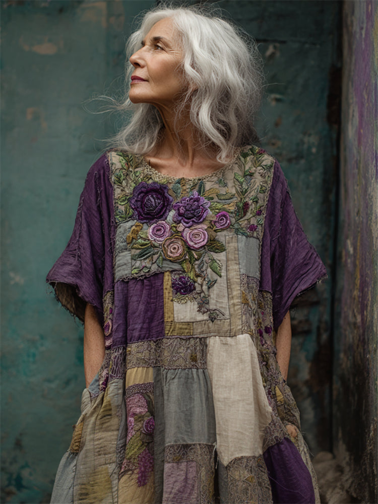 Megan | Artisan Floral Patchwork Kleid