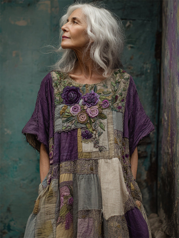 Megan | Artisan Floral Patchwork Kleid