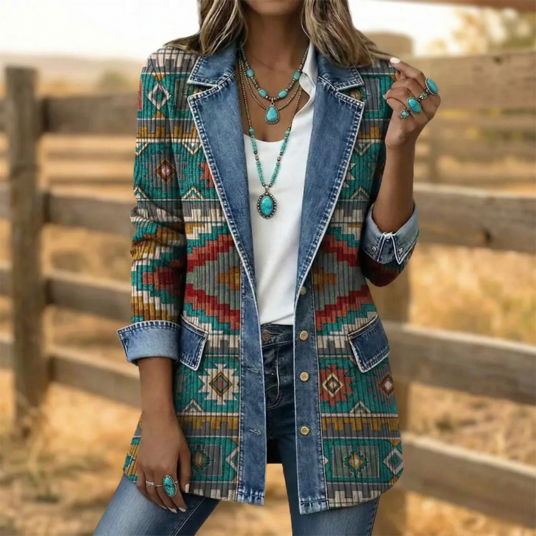 Dakota | Western Denim Aztec Jacke