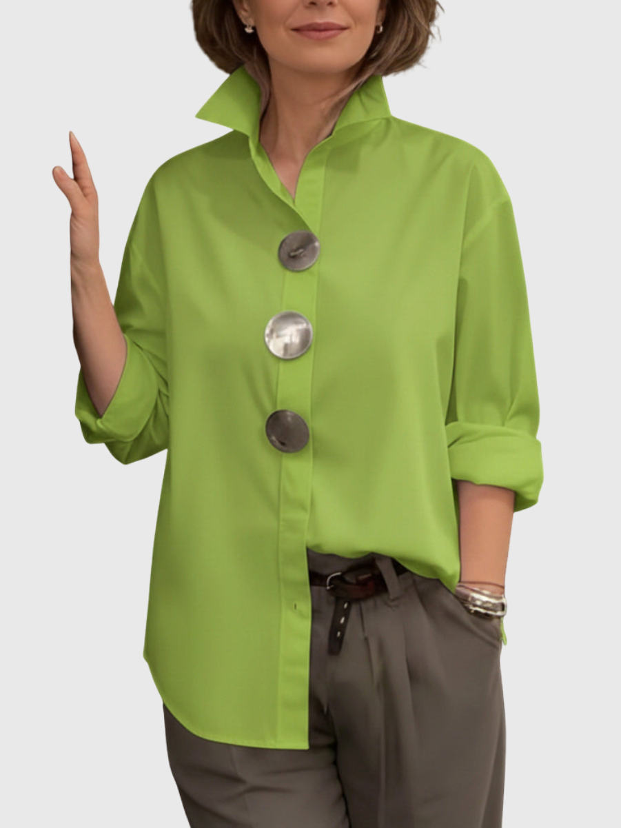 Rachel | Bluse mit Stehkragen und Statement-Buttons