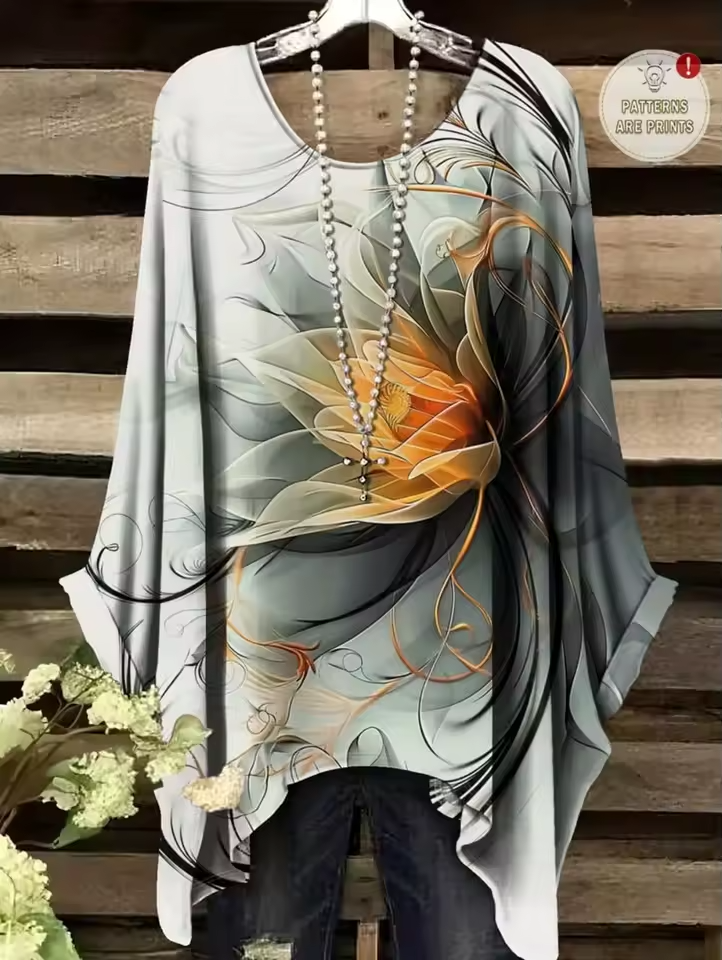 Amara | Vintage Bohemian Floral Print Damen T-Shirt