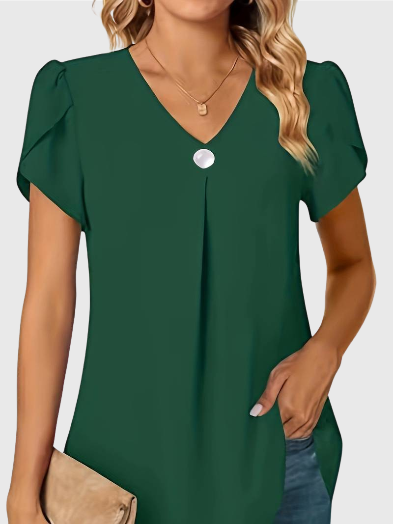 Basha | Rüschenshirt mit kurzen Ärmeln und einem Knopf
