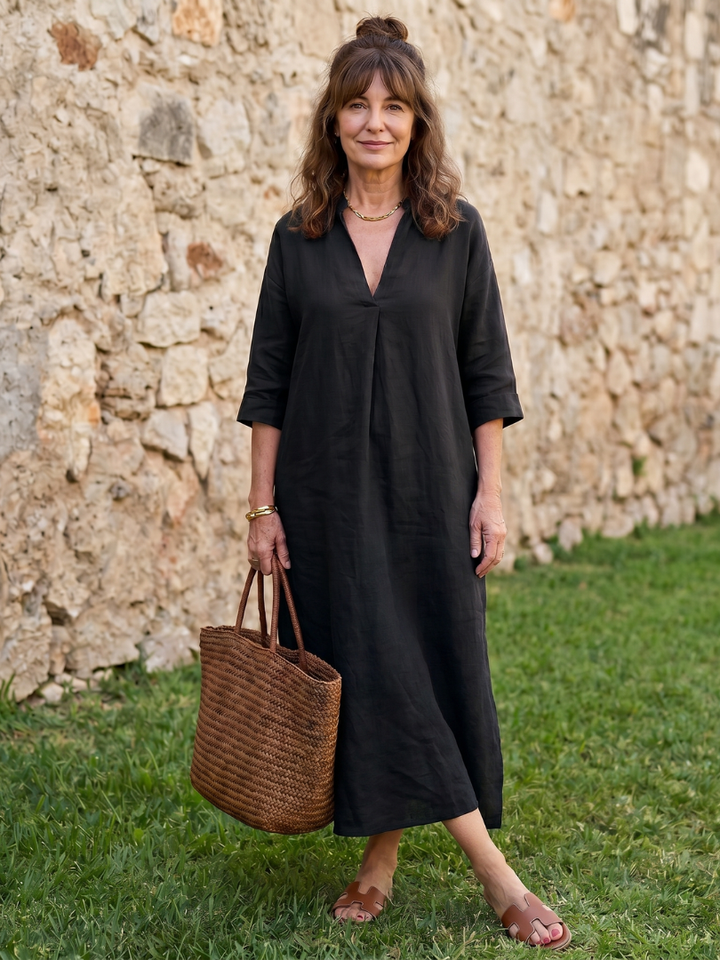 Estelle | Entspanntes, gerades Midi-Kleid