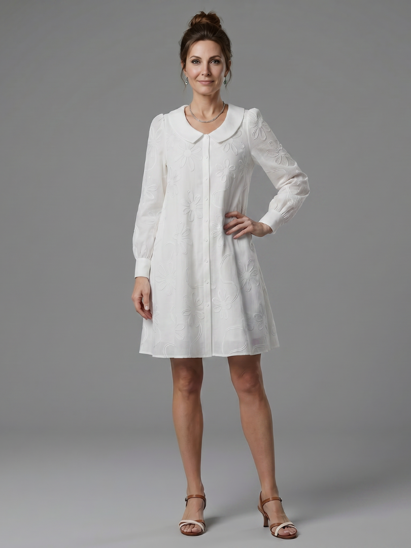 Opal | Kleid mit Knopfleiste und Kragen in knielanger Länge