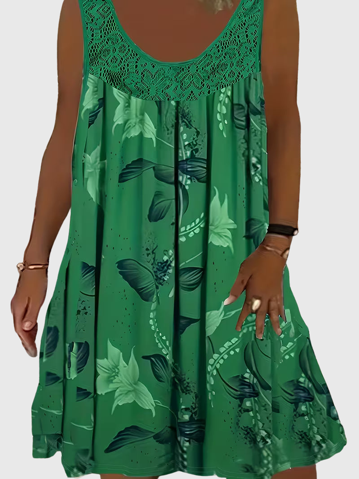 Zyra | Lockeres ärmelloses Midikleid mit Rundhalsausschnitt