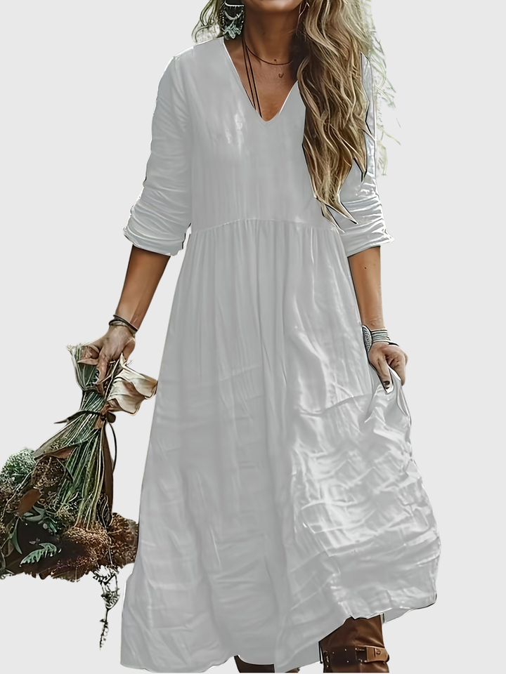 Sharon | Modisches Langarmkleid mit V-Ausschnitt