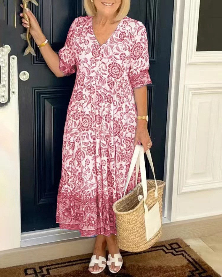 Keisha | Florales Kleid mit V-Ausschnitt
