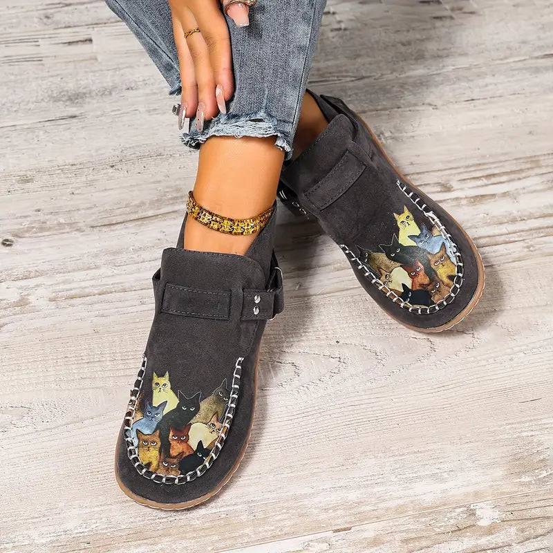 Bertha | Bequeme Freizeitschuhe mit Katzenmotiv