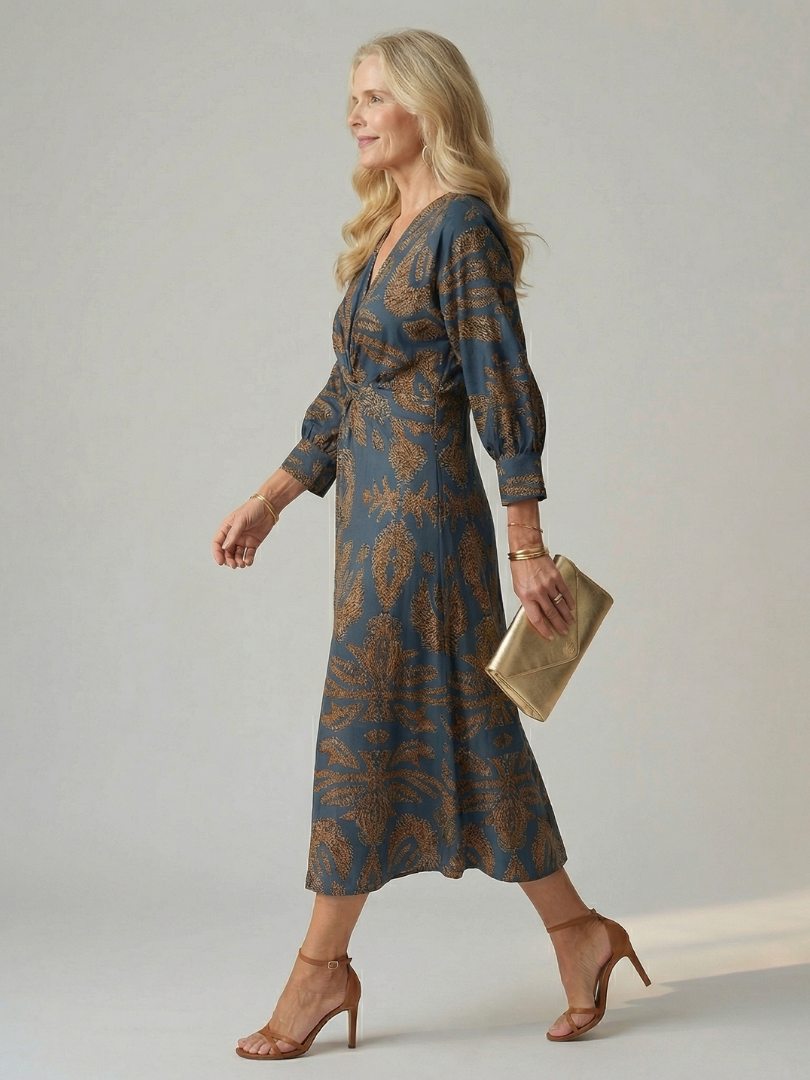 Lune | Natürliche Wickel-Midi-Kleid