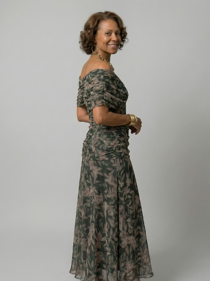 Calen | Off-Shoulder Flow Midi Kleid