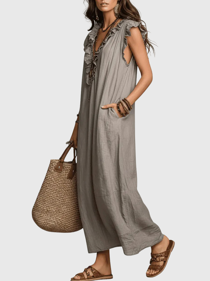Maeve | Langes Kleid im Boho-Stil aus Leinen und Baumwolle