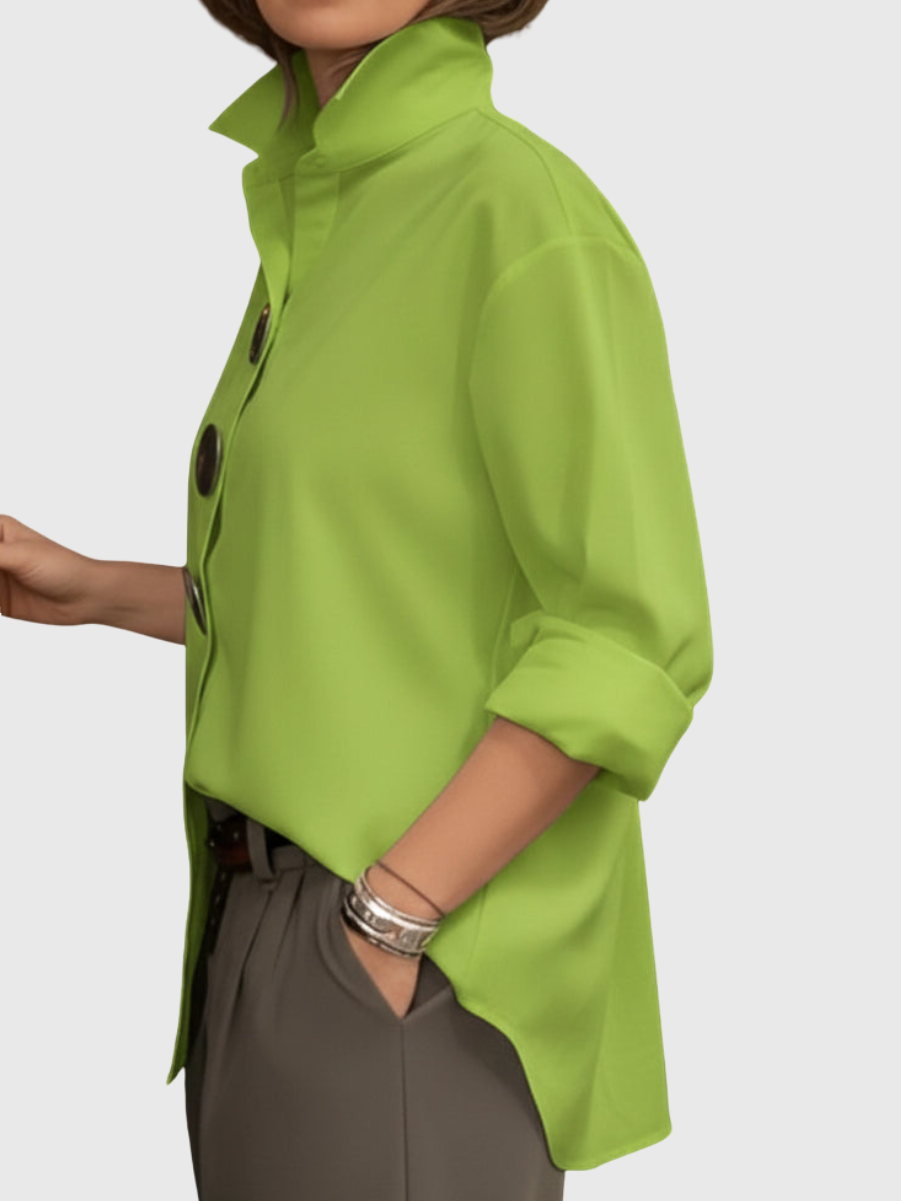 Rachel | Bluse mit Stehkragen und Statement-Buttons