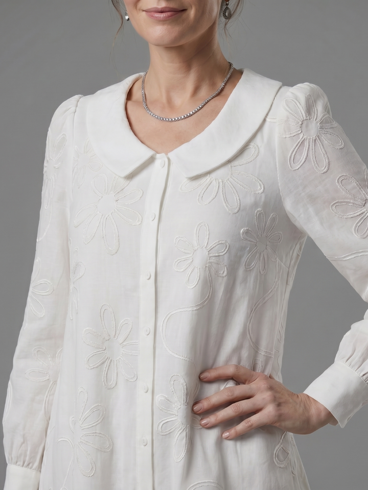Opal | Kleid mit Knopfleiste und Kragen in knielanger Länge