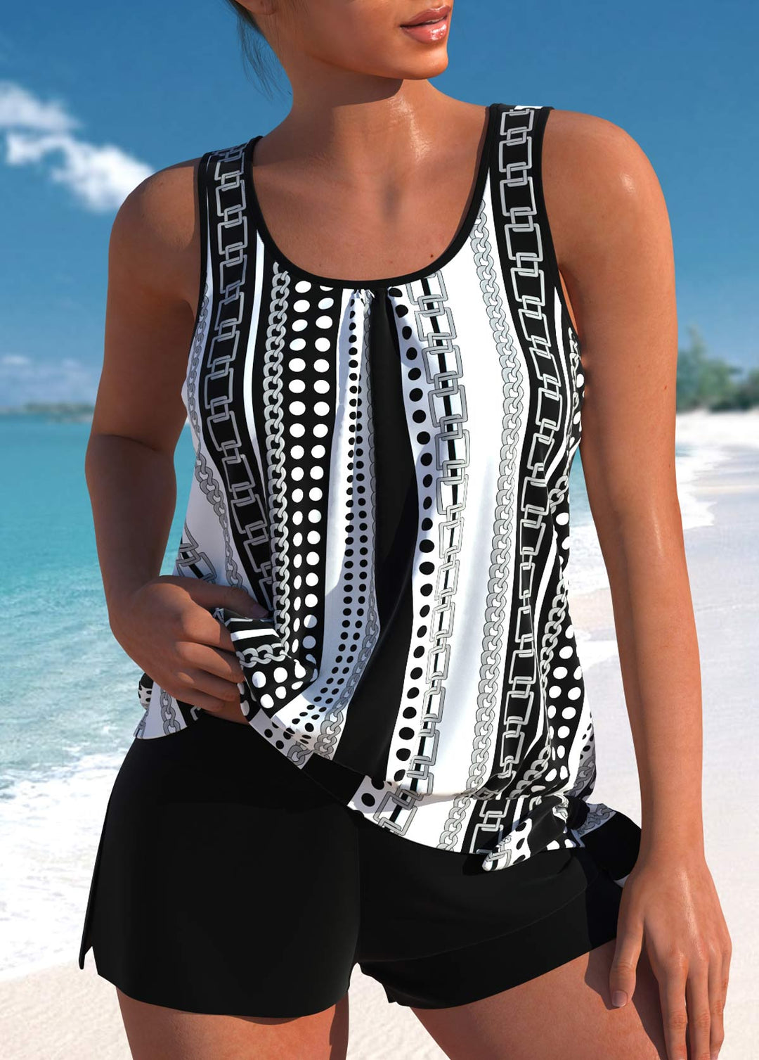 Helena | Stilvolles Blumendesign Tankini-Set für Frauen