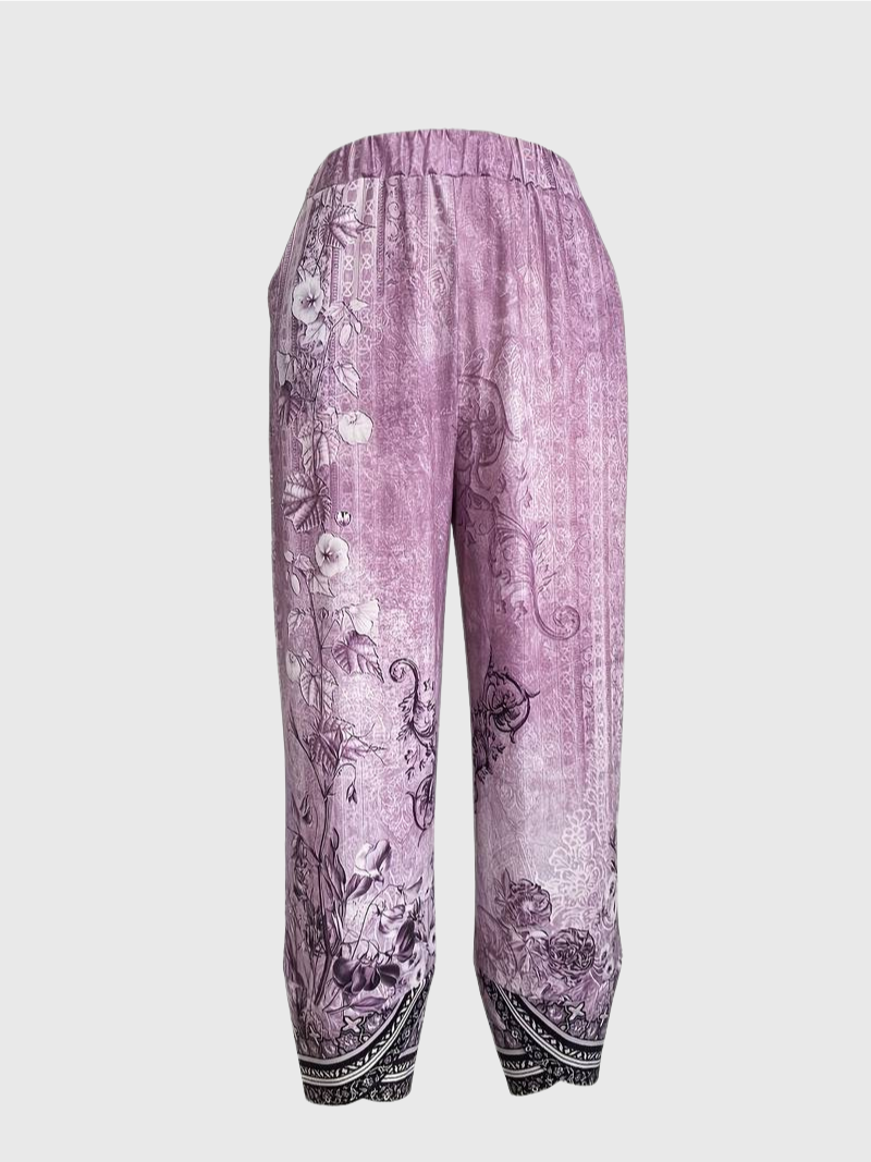 Natasha | Vintage Blumen Capri Hose mit elastischem Bund