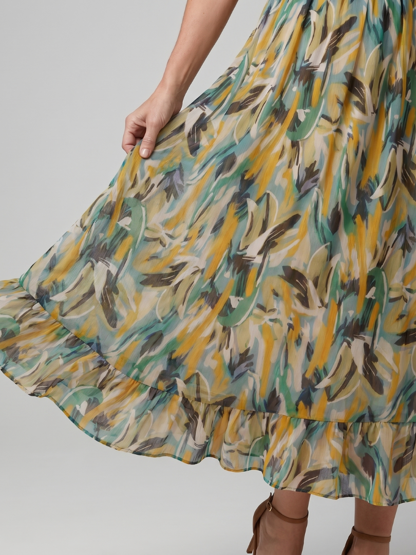 Quill | Spaghetti-Träger Midi-Kleid mit abstraktem Druck