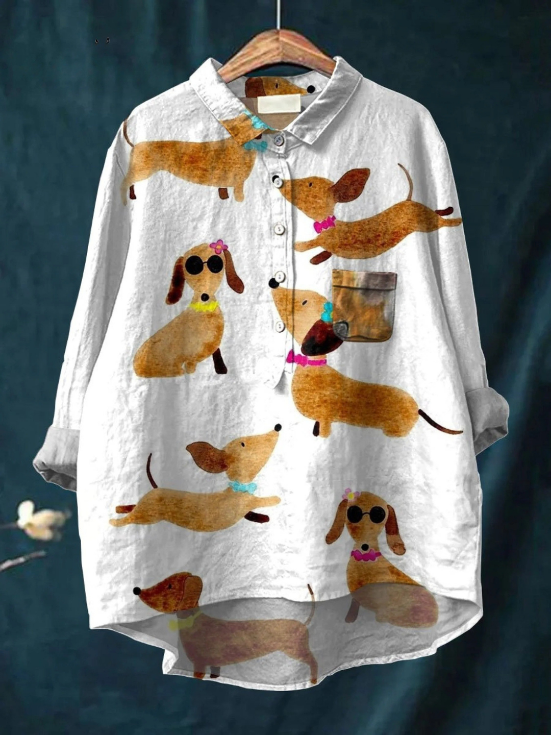 Allyson | Süßes Hund Dackel Kunstdruck Freizeitshirt