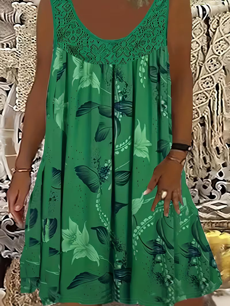 Zyra | Lockeres ärmelloses Midikleid mit Rundhalsausschnitt