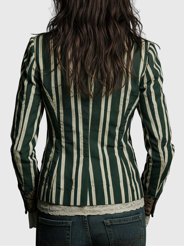 Cindy | Boho Blazer mit floralen Details und Streifen