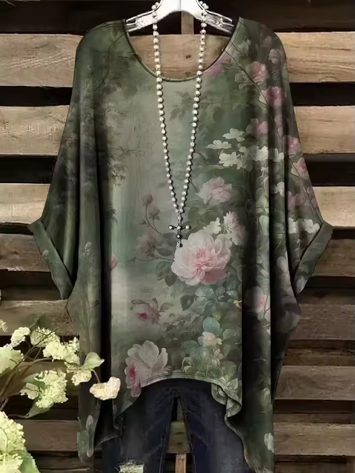 Aurelia | Vintage Bohemian Floral Print Damen T-Shirt