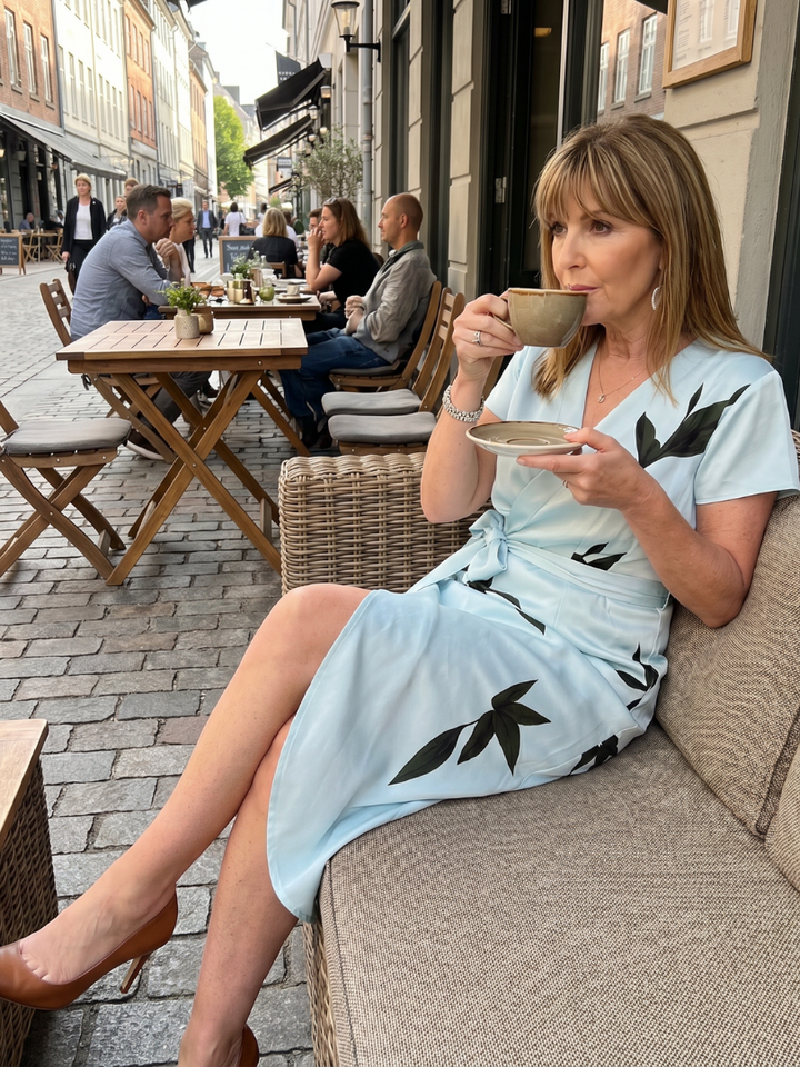 Cypress | Midi-Kleid mit fließenden Ärmeln und botanischem Druck