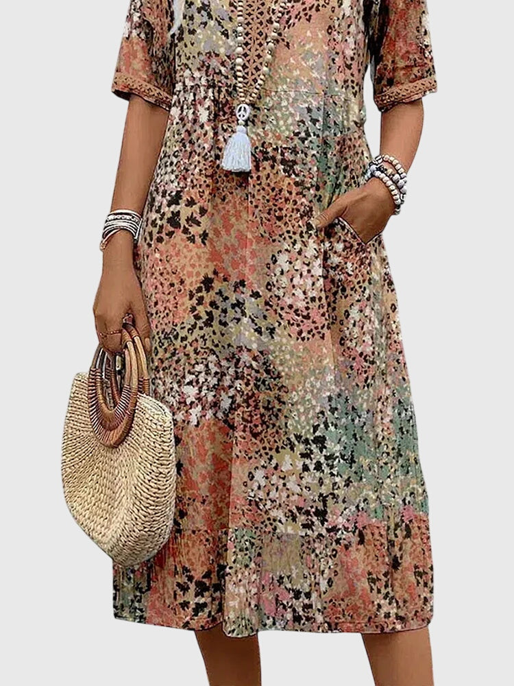 Anika  | Elegantes Blumenkleid Midi