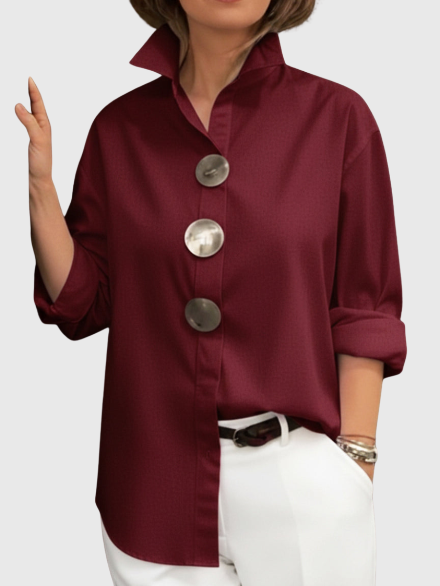 Rachel | Bluse mit Stehkragen und Statement-Buttons